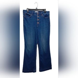 LC Lauren Conrad Super High Rise Flare Size 14 Blue Jeans
